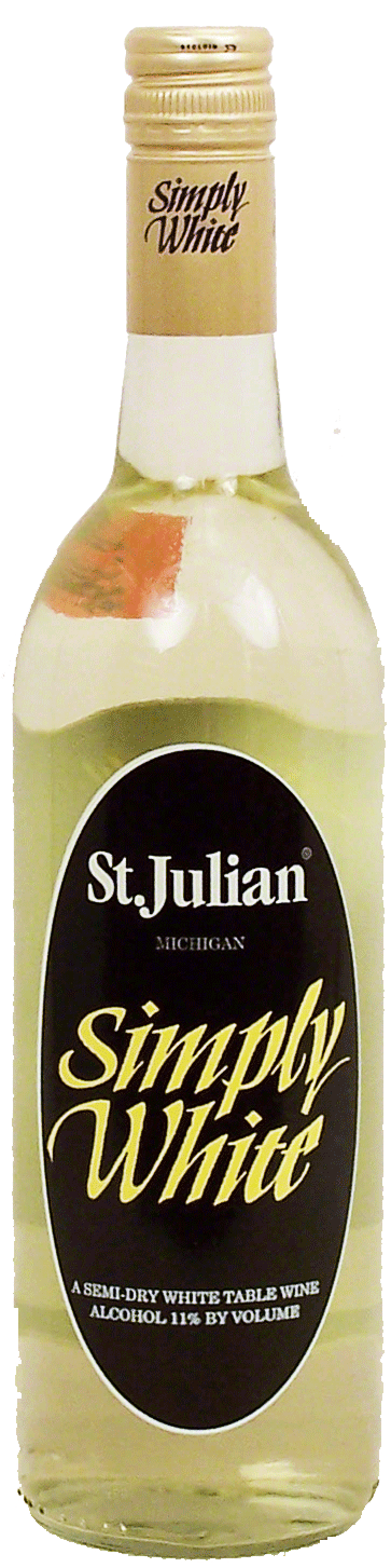 St. Julian Simply White semi-dry white table wine from lake michigan shore, 11% alc. by vol. Full-Size Picture